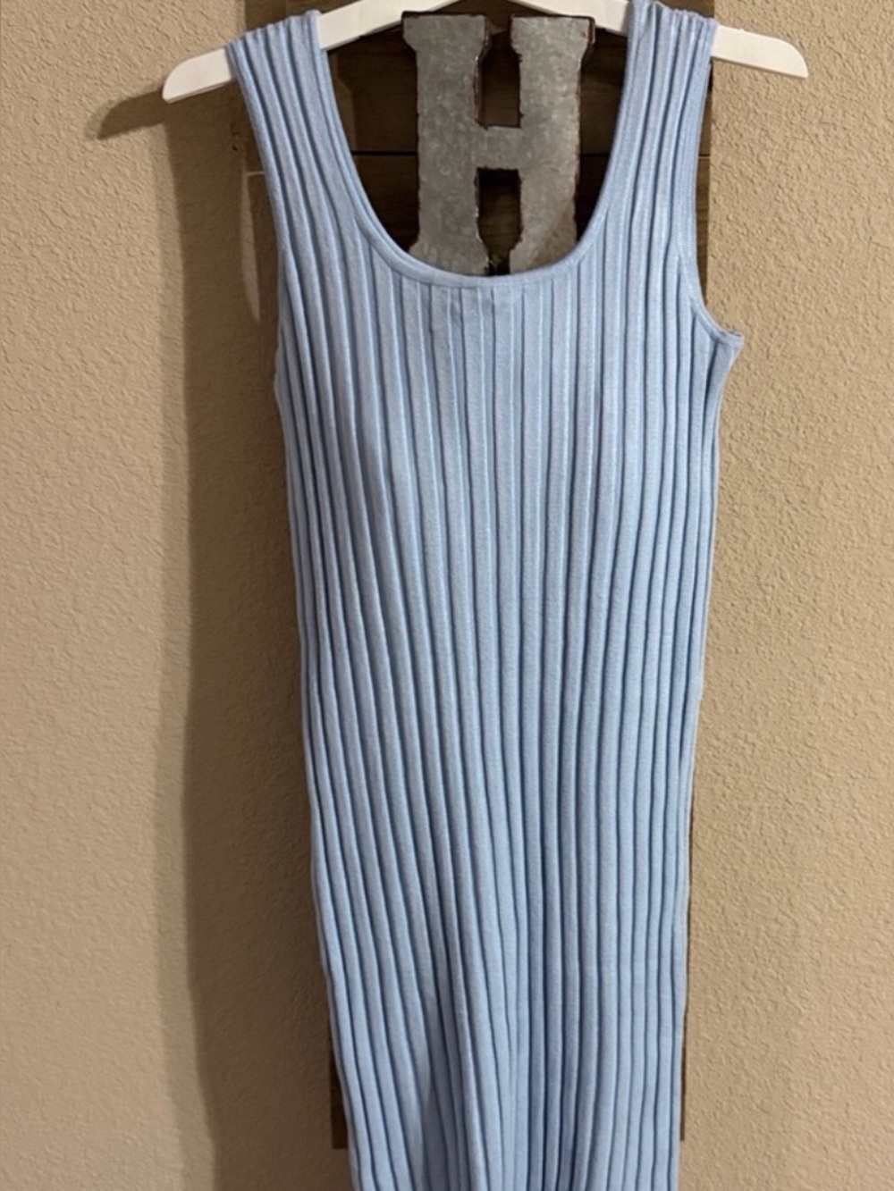 Light blue ribbed sleeveless dress